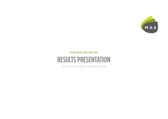 RESULTS PRESENTATION  Six-months ended 31 December 2016  Nova Park, Gorzow, Poland  Nova Park,