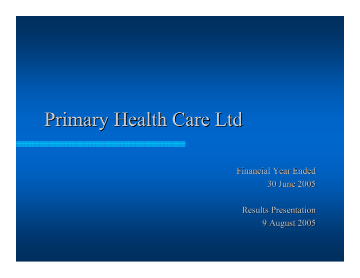 primary health care ltd primary health care ltd