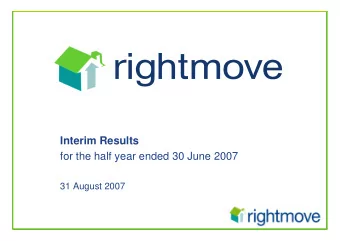 Interim Results  for the half year ended 30 June 2007  31 August 2007  Disclaimer  Disclaimer