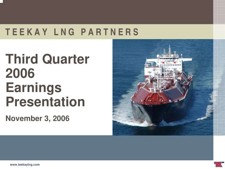 third quarter 2006 earnings presentation