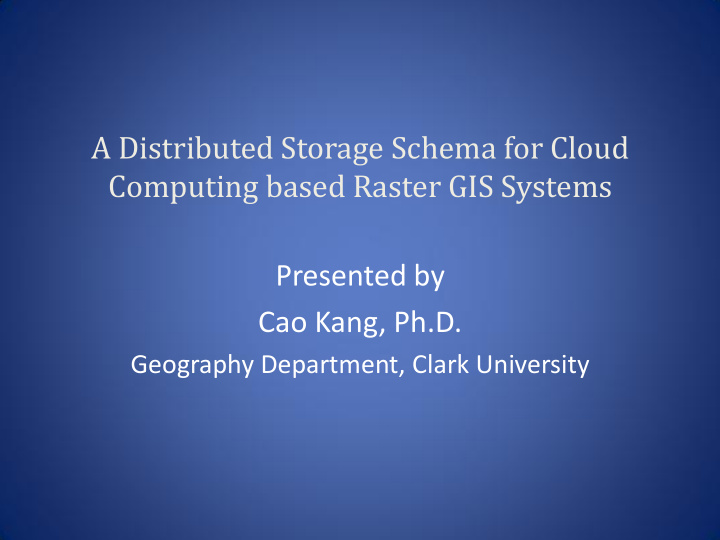 computing based raster gis systems