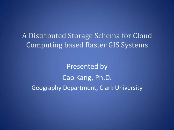 computing based raster gis systems