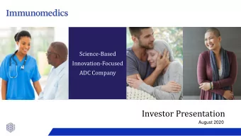 Investor Presentation  August 2020  Forward-Looking Statements  This presentation and various