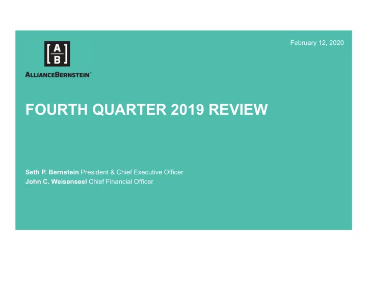 fourth quarter 2019 review