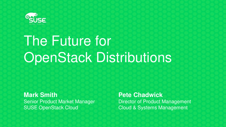 the future for openstack distributions