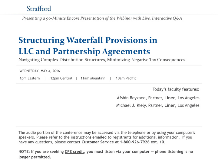 structuring waterfall provisions in llc and partnership