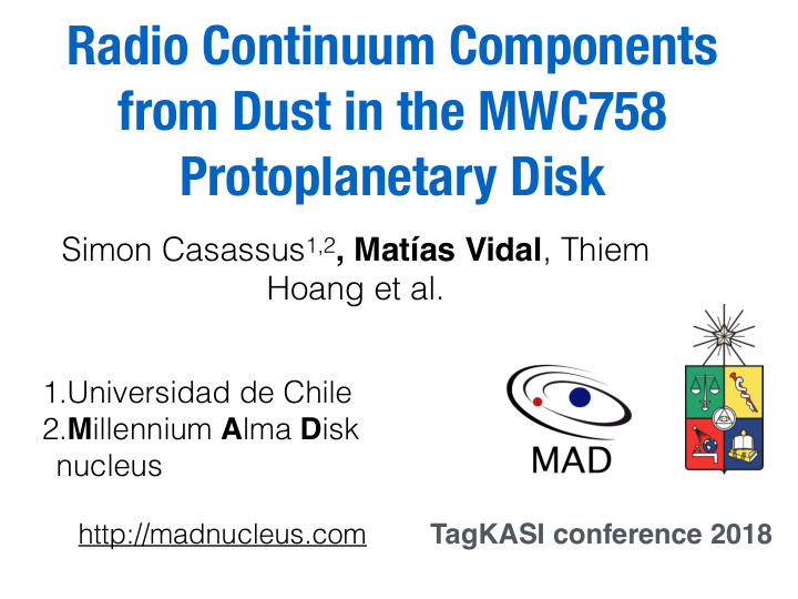 radio continuum components from dust in the mwc758