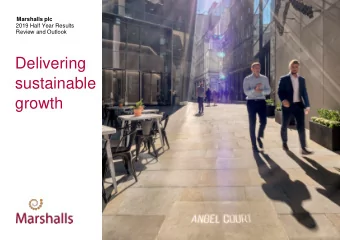 Delivering  sustainable  growth  Agenda  Delivering sustainable  growth  Highlights