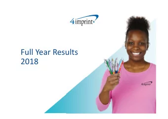 Full Year Results  2018  Highlights Kevin Lyons  Tarr, CEO Full Year Results 2018  1  Highlights