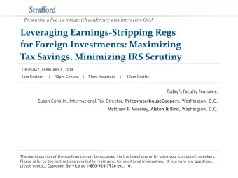 Leveraging Earnings-Stripping Regs  for Foreign Investments: Maximizing Tax Savings, Minimizing IRS