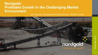 Profitable Growth in the Challenging Market Environment Igor Klimanov, Development Projects
