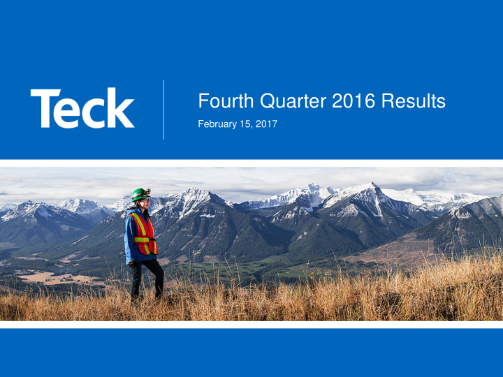 fourth quarter 2016 results