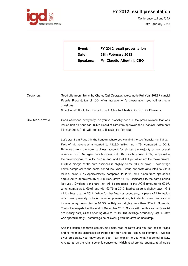 fy 2012 result presentation