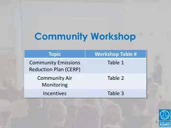 Community Workshop  Topic  Workshop Table #  Community Emissions  Table 1  Reduction Plan (CERP)