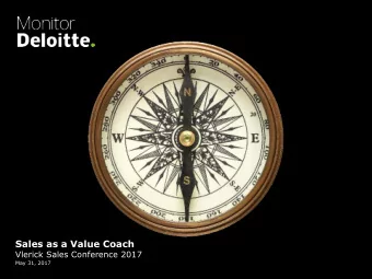 Headline Verdana Bold  Sales as a Value Coach  Vlerick Sales Conference 2017  May 31, 2017  Agenda