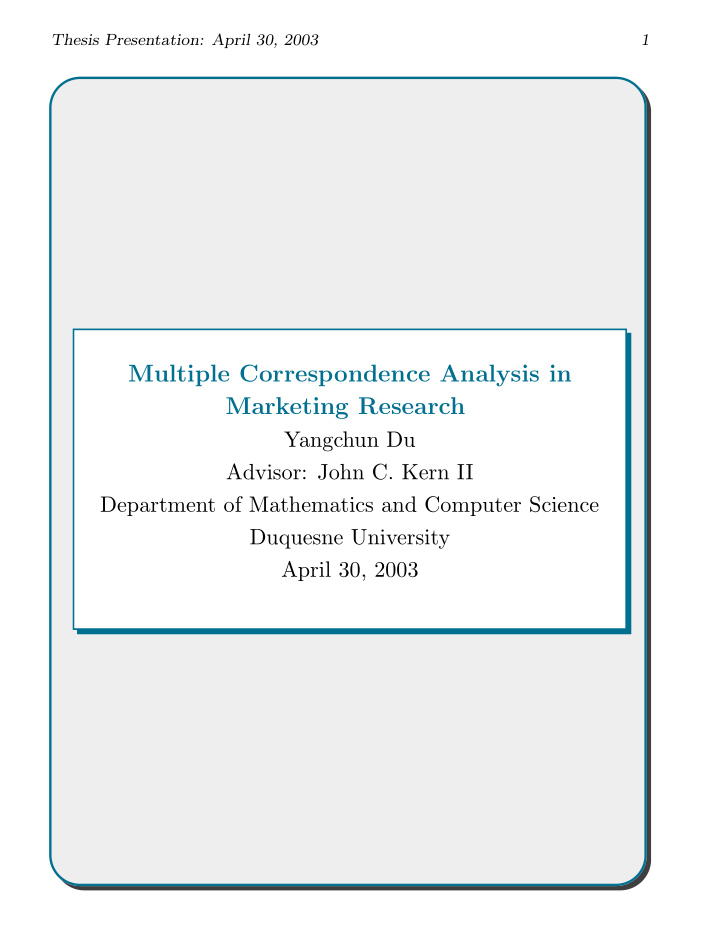 multiple correspondence analysis in marketing research