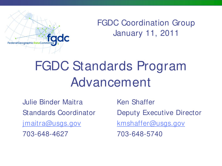 fgdc standards program advancement