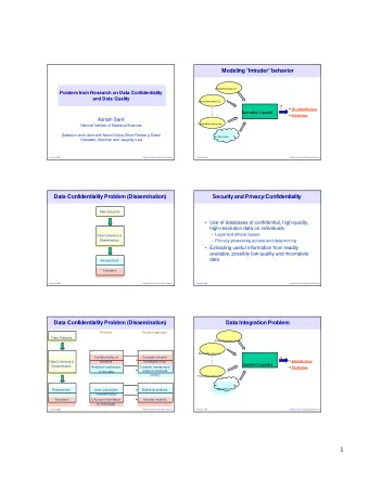 1  Data Quality Issues  Modeling Tools   Most probabilistic record linkage  DQ Problem :
