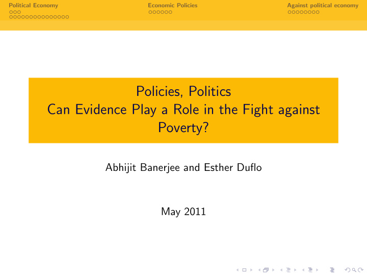 policies politics can evidence play a role in the fight