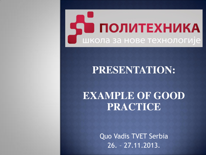 presentation example of good practice