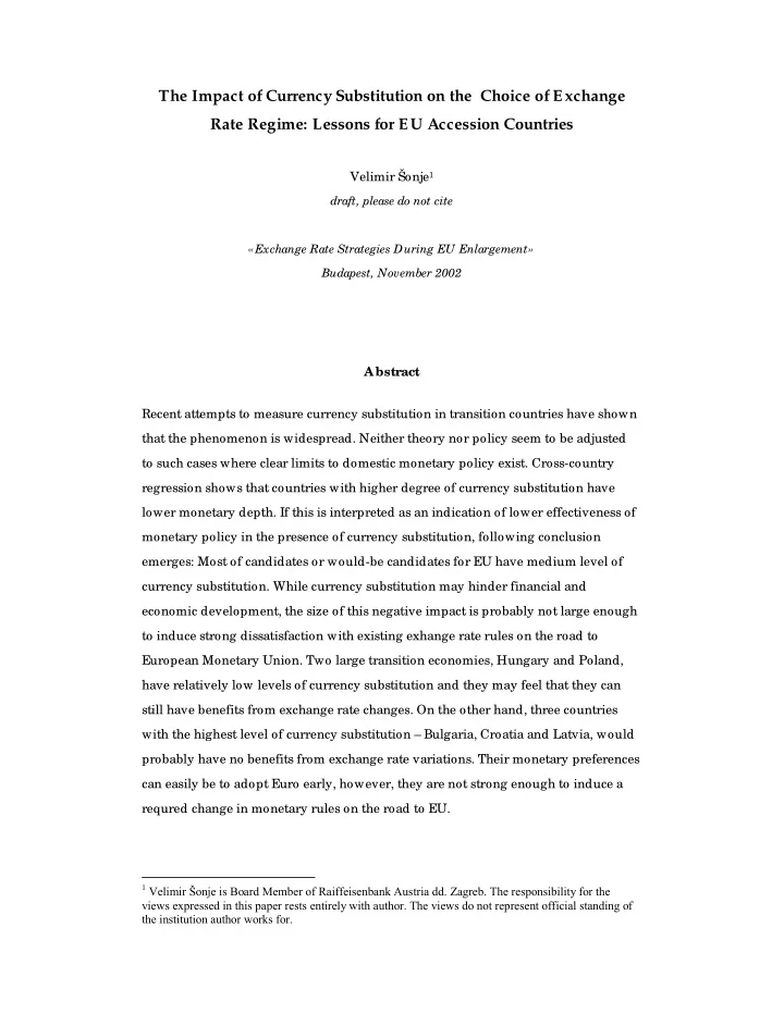 the impact of currency substitution on the choice of