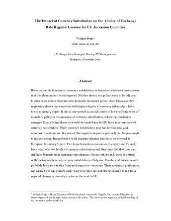 The Impact of Currency Substitution on the  Choice of Exchange  Rate Regime: Lessons for EU