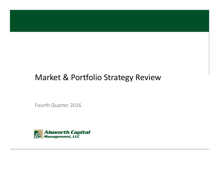 market portfolio strategy review