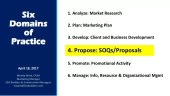 Domains  2. Plan: Marketing Plan  of  3. Develop: Client and Business Development  Practice  4.