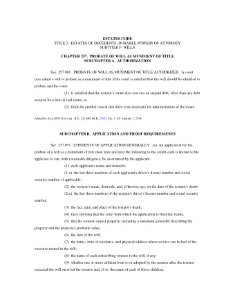 ESTATES CODE  TITLE 2.  ESTATES OF DECEDENTS; DURABLE POWERS OF ATTORNEY  SUBTITLE F. WILLS
