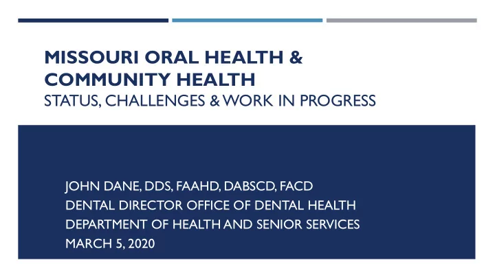 missouri oral health amp community health
