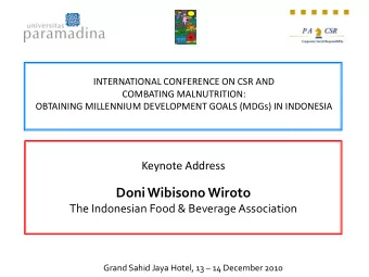 DoniWibisono Wiroto  The Indonesian Food &amp; Beverage Association Grand Sahid Jaya Hotel, 13