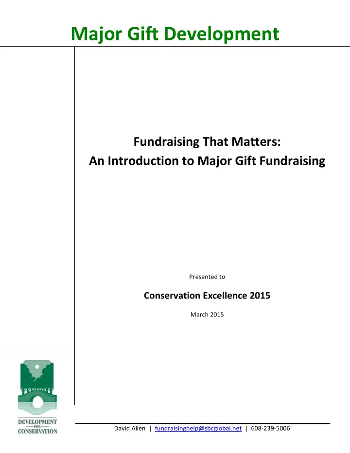 major gift development