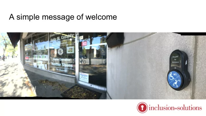 a simple message of welcome the