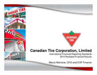 Canadian Tire Corporation, Limited  Canadian Tire Corporation, Limited  International Financial