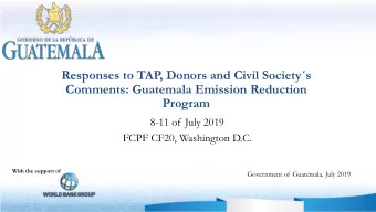 Program  8-11 of July 2019  FCPF CF20, Washington D.C.  With the support of  Government of