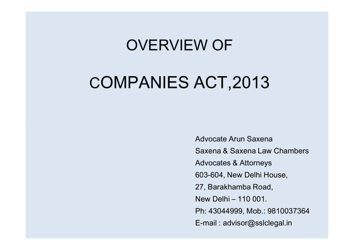 c ompanies act 2013