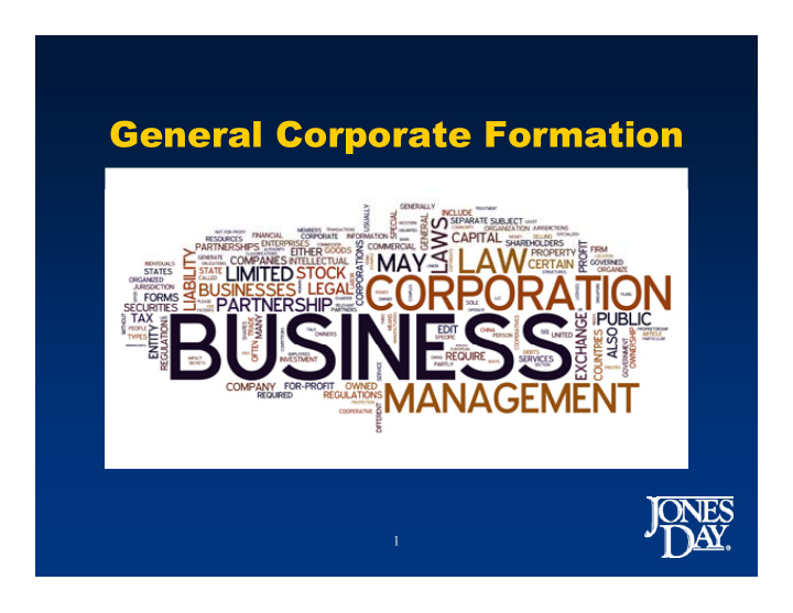 general corporate formation