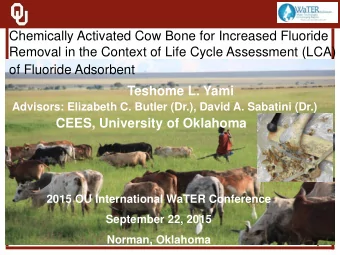 of Fluoride Adsorbent  Teshome L. Yami  Advisors: Elizabeth C. Butler (Dr.), David A. Sabatini