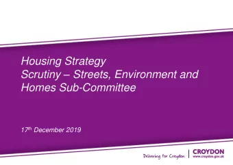 Presentation Title Scrutiny  Streets, Environment and  Presented by John Smith  Homes