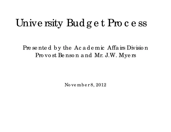 unive rsity budg e t pro c e ss