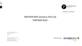 PARTNER RISK Solutions (Pty) Ltd  PARTNER RISK  PARTNER RISK Solutions (Pty) Ltd  Reg. no.