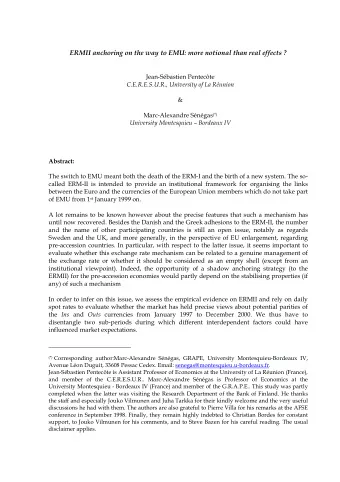 ERMII anchoring on the way to EMU: more notional than real effects ?  Jean-Sbastien Pentecte