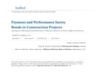 Payment and Performance Surety Payment and Performance Surety Bonds in Construction Projects