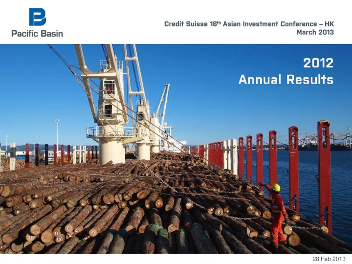 1 28 feb 2013 2012 annual results group highlights