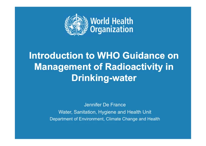 introduction to who guidance on introduction to who