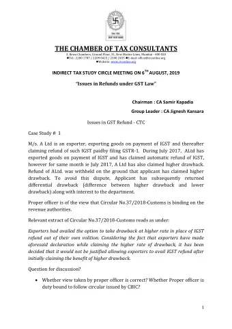 THE CHAMBER OF TAX CONSULTANTS  3, Rewa Chambers, Ground Floor, 31, New Marine Lines, Mumbai - 400