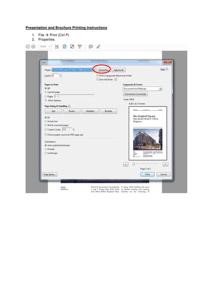 presentation and brochure printing instructions 1 file