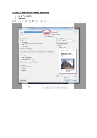 Presentation and Brochure Printing Instructions 1. File  Print (Ctrl P)  2. Properties 3. Quick