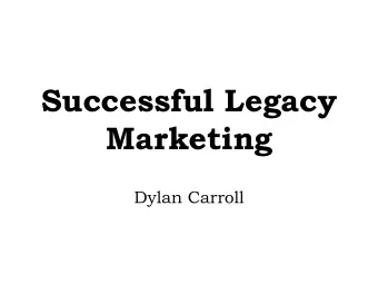 Successful Legacy  Marketing  Dylan Carroll  A Quick Straw Poll  % of People who Regularly  Support