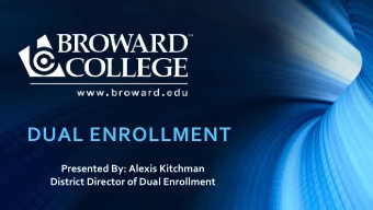 DUAL ENROLLMENT  Presented By: Alexis Kitchman  District Director of Dual Enrollment  WHY CHOOSE